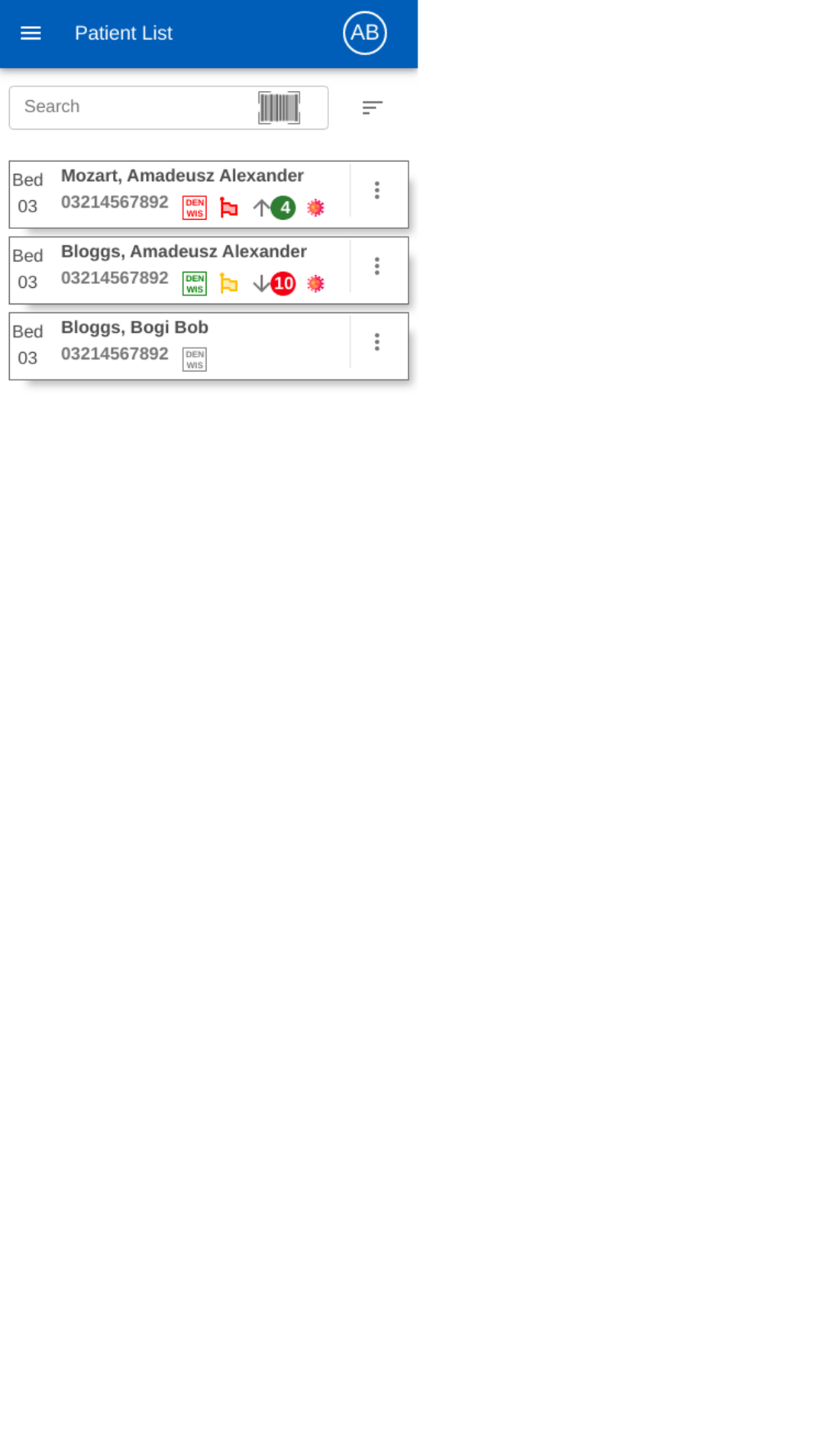 The COVID-19 screening interface